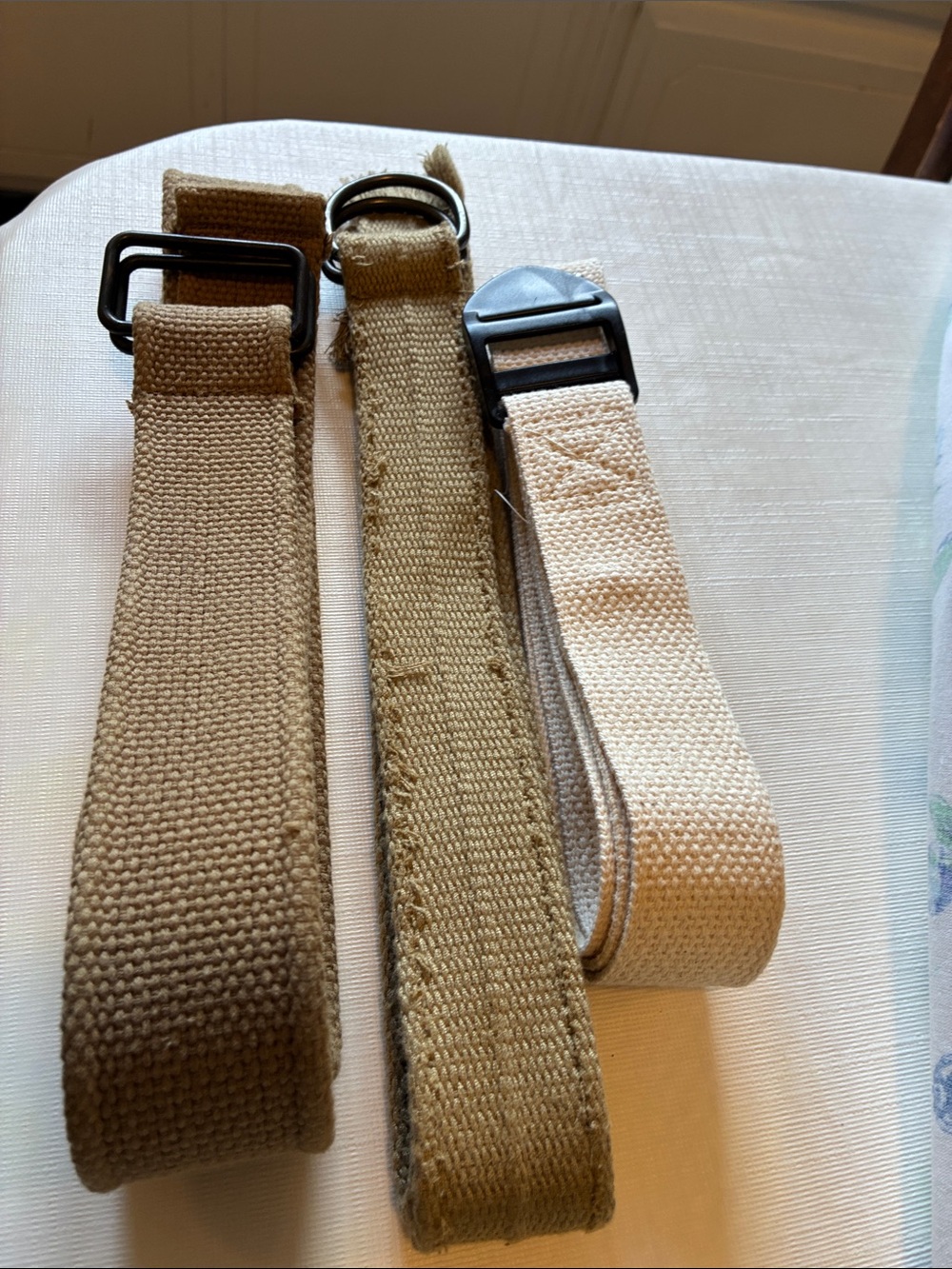 Set of 3 Woven Canvas Utility Straps - Tan, Khaki, Cream